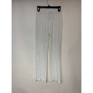 Waves to Coast Crochet White Pants Beach Cover-up  Boho Resort Womens SZ M
